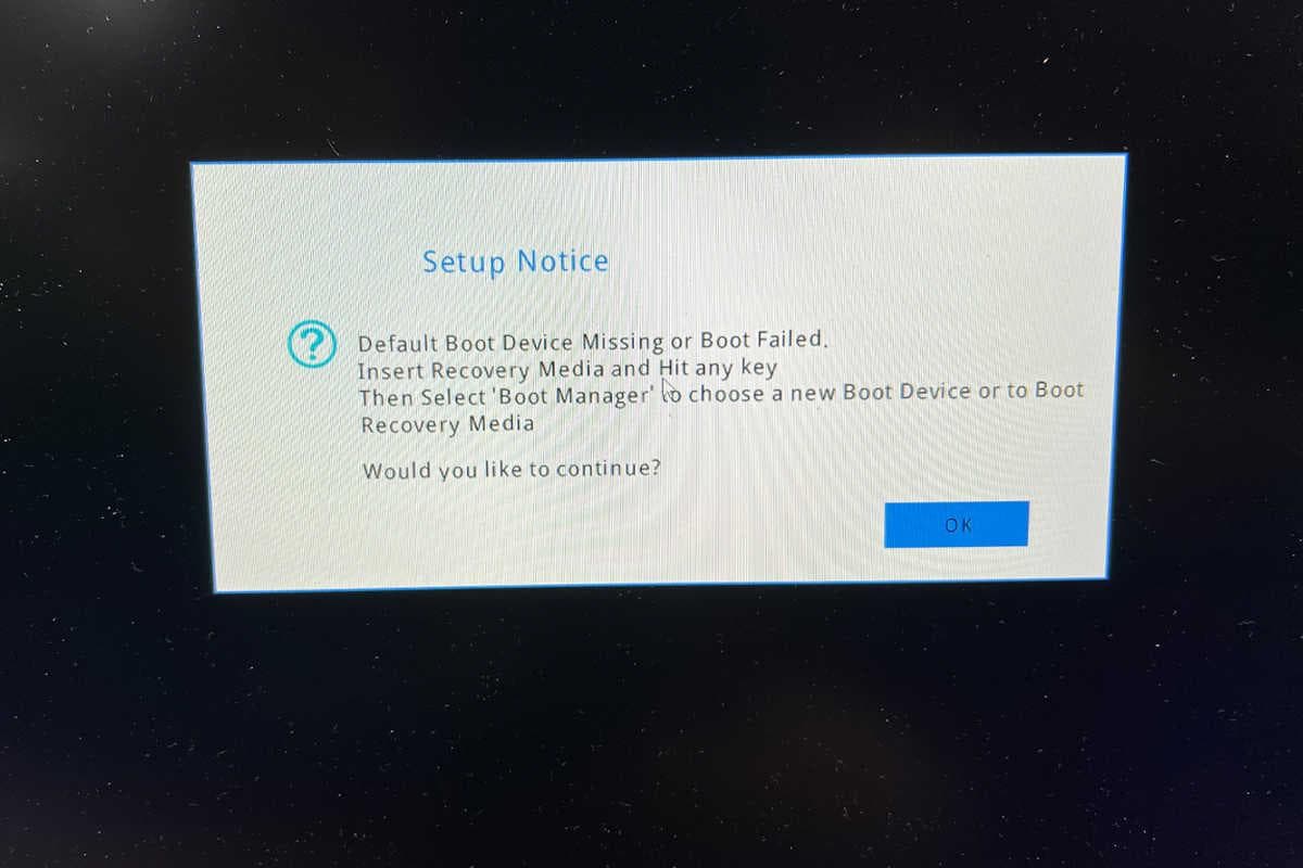 راهنمای شناسایی و رفع خطای Default Boot Device Missing در لپتاپها