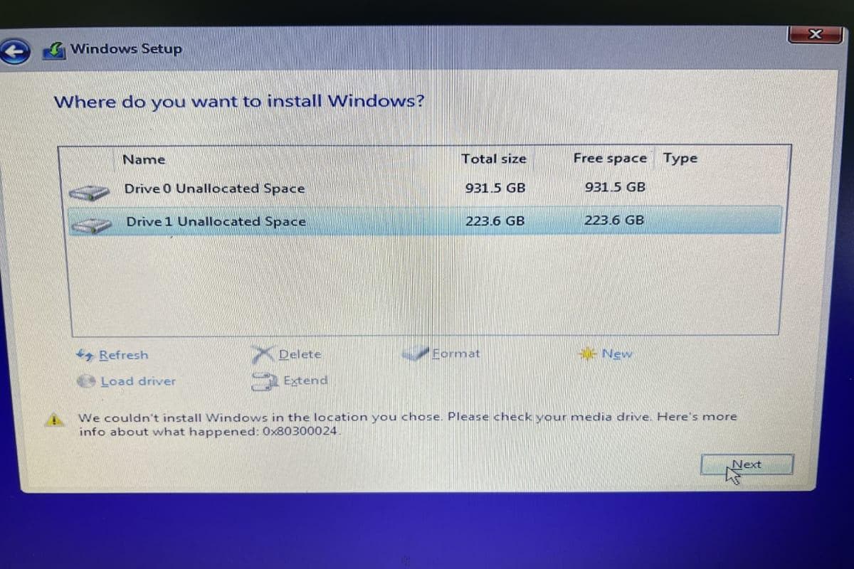 رفع خطای 0x80300024 هنگام نصب ویندوز